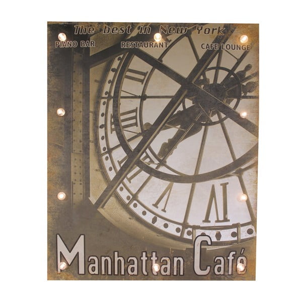 Decorațiune luminoasă Antic Line Manhattan Cafe, 45x60 cm 