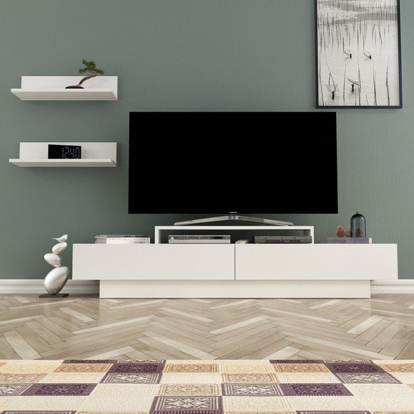 Set comodă TV și 2 etajere perete Zena Home Lucca, alb-image-1