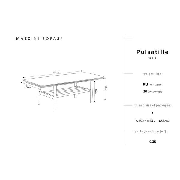 Măsuță din lemn de pin Mazzini Sofas Pulsatille-image-2