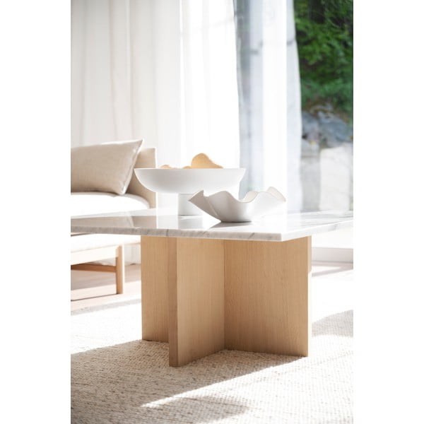 Măsuță de cafea albă/în culoare naturală rotundă din marmură 90x90 cm Brooksville - Rowico-image-1