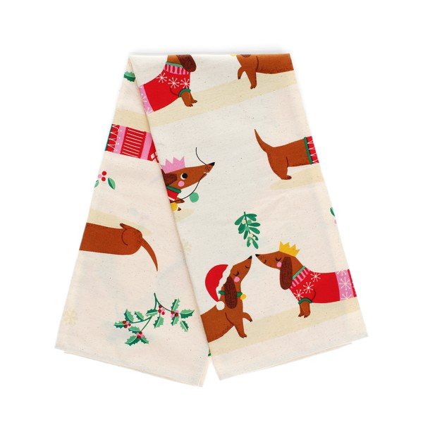 Prosop de vase din bumbac 70x50 cm Festive Sausage Dog – Rex London-image-2