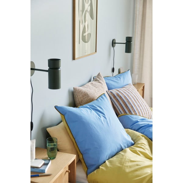 Lenjerie de pat din bumbac Hübsch Line, 140 x 200 cm, albastru - galben-image-3