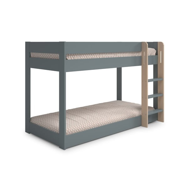 Pat pentru copii  verde prăfuit supraetajat cu somieră 90x190 cm Angel – Marckeric-image-3