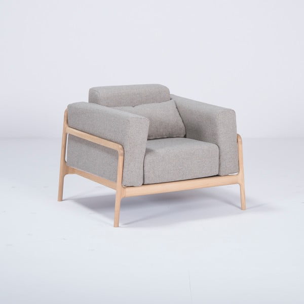 Fotoliu din lemn de stejar Gazzda Fawn, gri-image-2