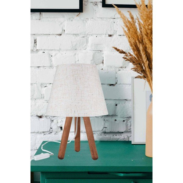 Veioză albă/în culoare naturală cu abajur textil (înălțime 33,5 cm) – Squid Lighting-image-1
