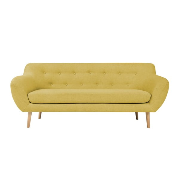 Canapea cu 2 locuri și picioare de culoare deschisă Mazzini Sofas Sicile, galben