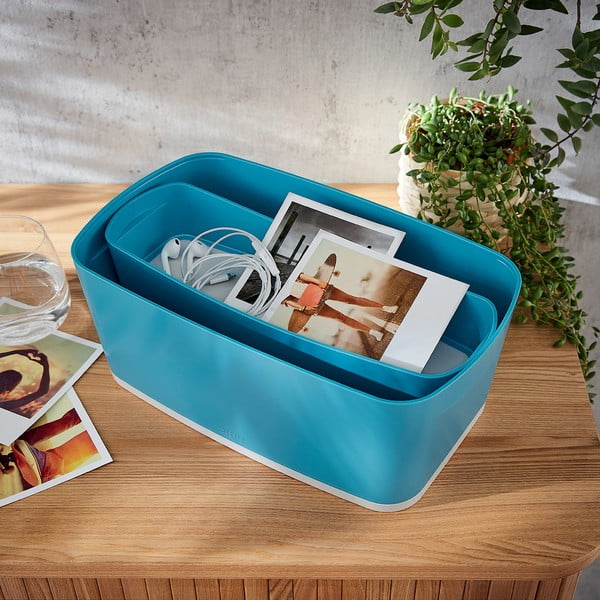 Cutie de birou cu organizator Leitz Cosy, albastru-image-2