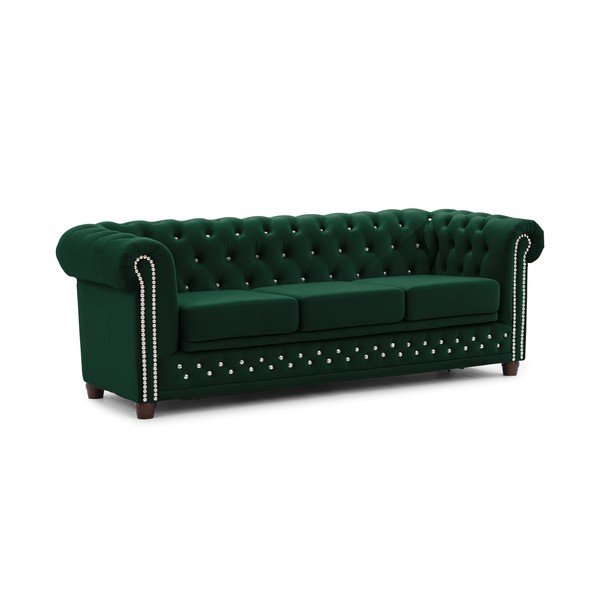Canapea verde extensibilă cu tapițerie din catifea 203 cm York Blik – Ropez