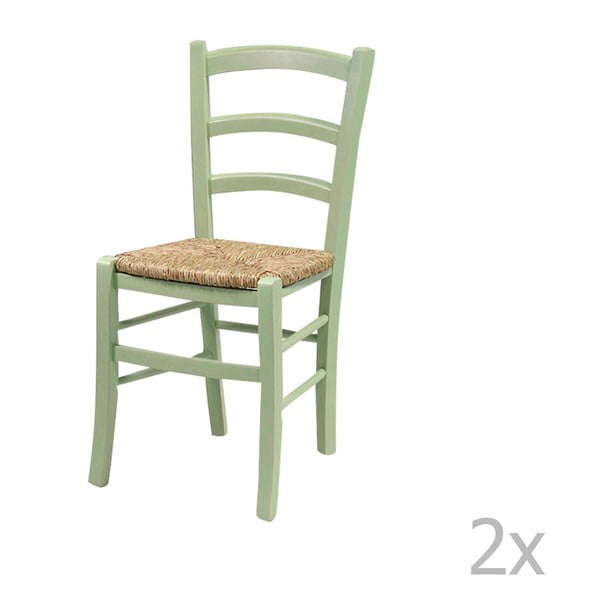 Set 2 scaune din lemn masiv Evegreen House Straw, verde