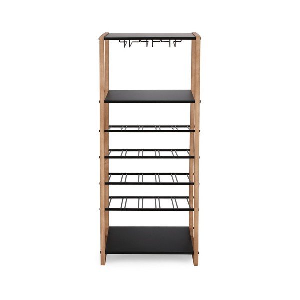 Dulap vinotecă negru/în culoare naturală din metal număr de sticle 20, 50x122x35 cm Isaac – Yes Everyday-image-3