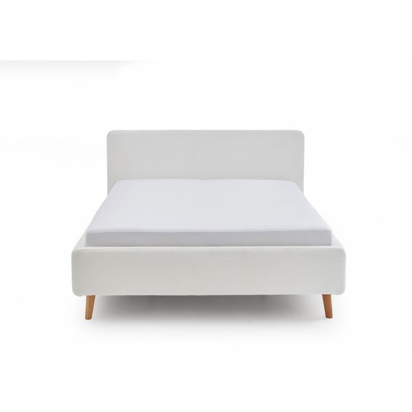 Pat matrimonial alb tapițat cu spațiu de depozitare cu somieră 160x200 cm Mattis – Meise Möbel-image-3