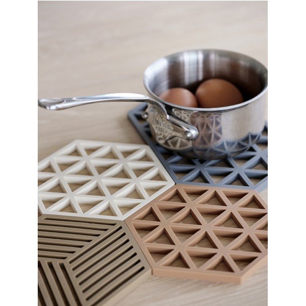 Suport din silicon pentru vase fierbinți Zone Triangles, bej-image-1