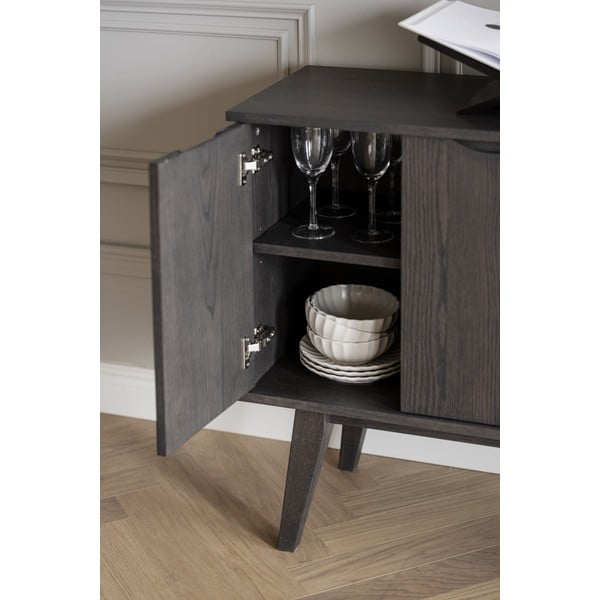 Comodă maro joasă cu aspect de lemn de stejar 150x85 cm Filippa – Rowico-image-4