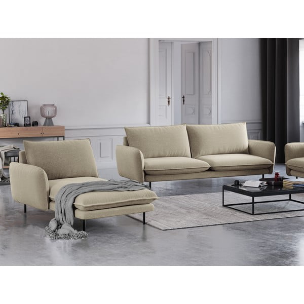 Șezlong divan cu cotieră pe partea stângă Cosmopolitan Design Vienna, bej-image-1