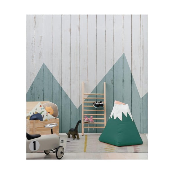 Fotoliu puf pentru copii verde/bej Mountain – Little Nice Things-image-1