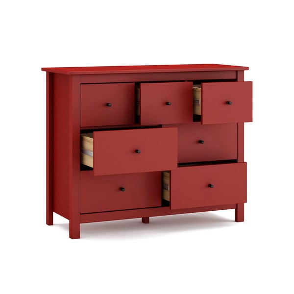Comodă roșie joasă din lemn de pin 110x80 cm Misti – Marckeric-image-3