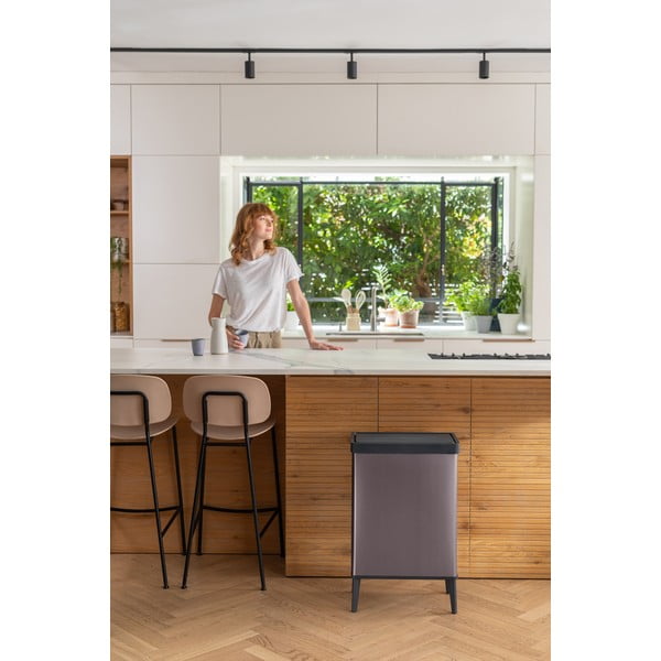 Coș de gunoi roz cu senzori de atingere din plastic reciclat 54 l Verto High – Curver-image-3