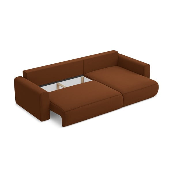 Colțar teracotă extensibil/cu spațiu de depozitare cu tapițerie din catifea (cu colț pe partea dreaptă/cu șezlong) Kapua – Makamii-image-3