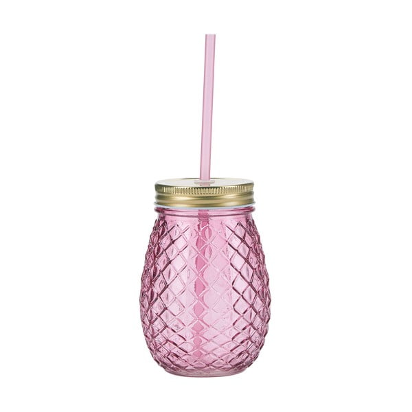 Sticlă cu pai Miss Étoile Pineapple, roz