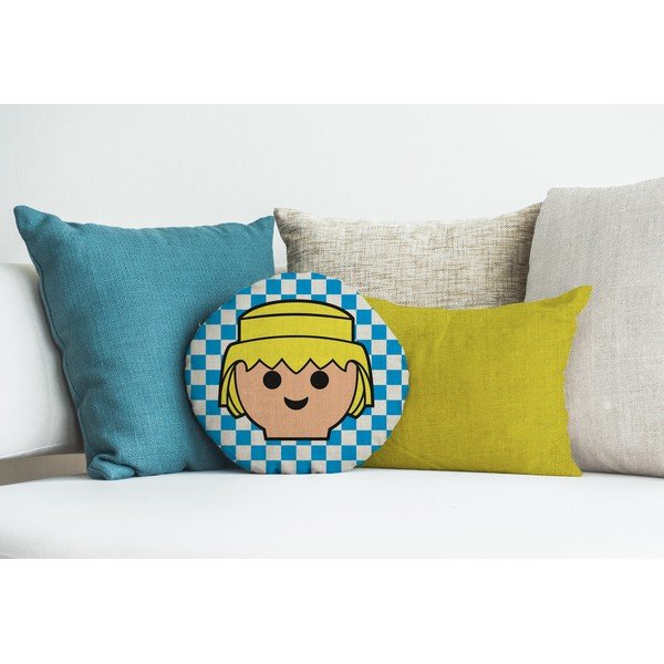 Pernă pentru copii din amestec de in Checkerboard – Playmobil-image-2