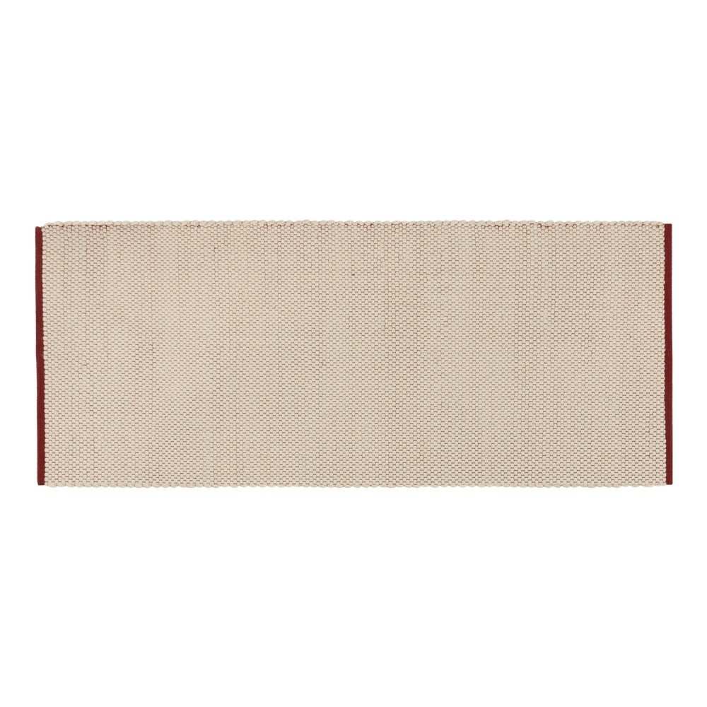 Covor tip traversă roșu/bej țesut manual din lână 80x170 cm Lenu – noo.ma