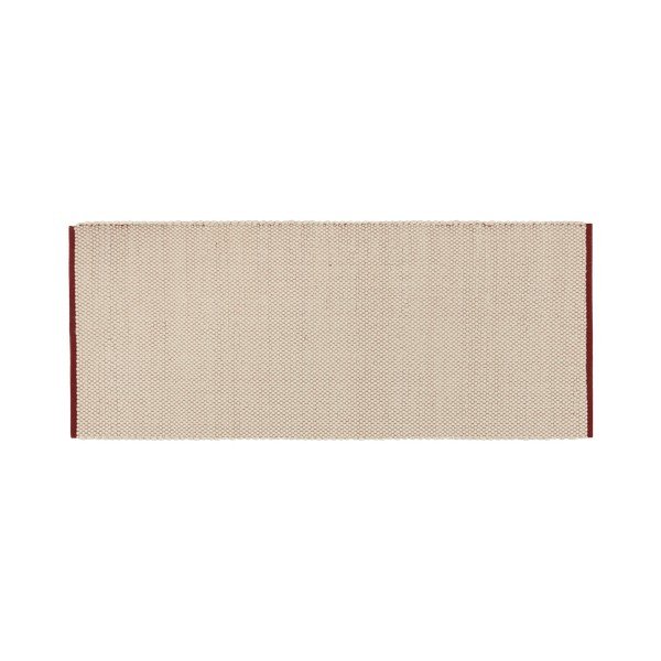 Covor tip traversă roșu/bej țesut manual din lână 80x170 cm Lenu – noo.ma