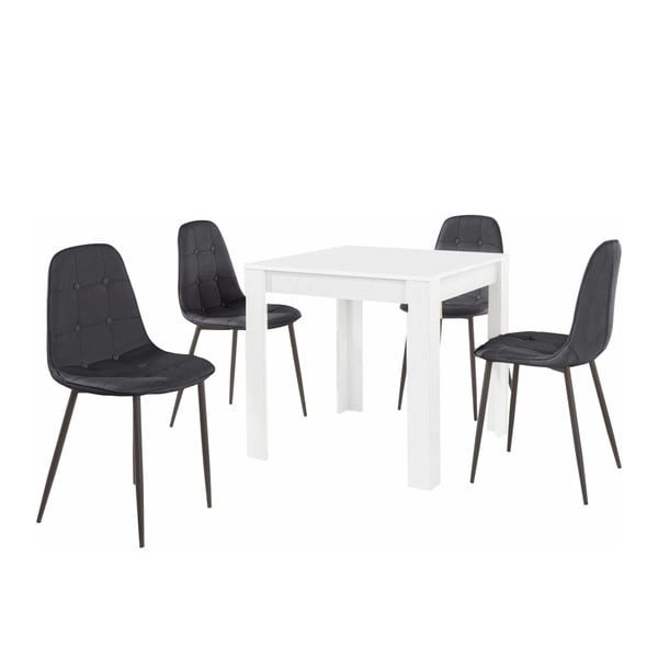 Set masă cu 4 scaune Støraa Lori Lamar Duro, negru