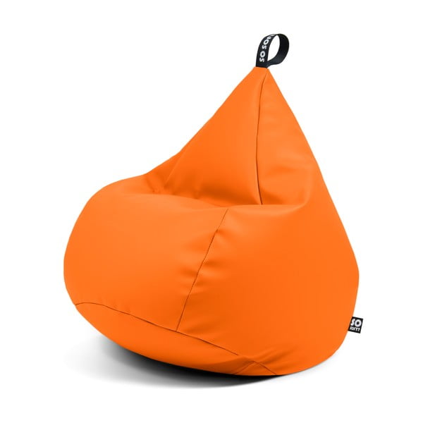 Fotoliu bean bag portocaliu cu tapițerie din imitație de piele Drop XL – So Soft?