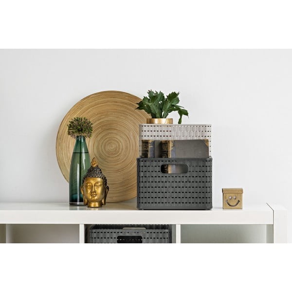 Coș de depozitare din plastic reciclat gri închis Country - Rotho-image-3