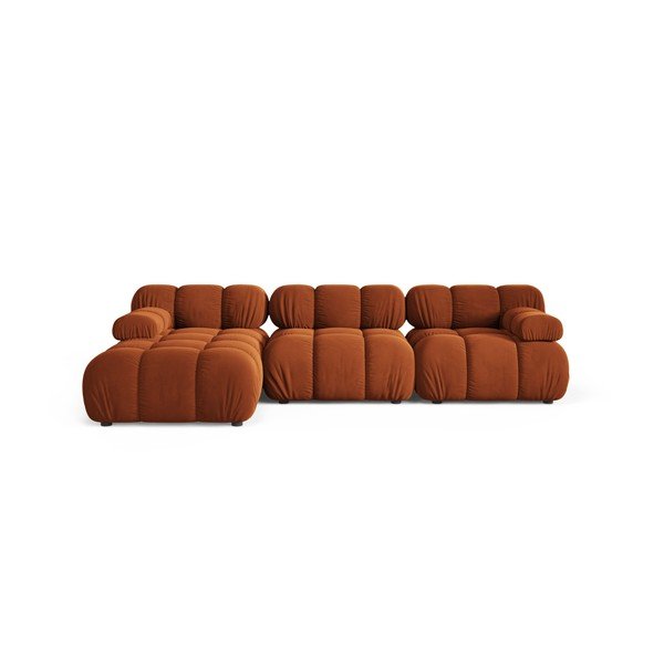 Colțar modular teracotă cu tapițerie din catifea (cu colț pe partea stângă/cu șezlong) – Micadoni 