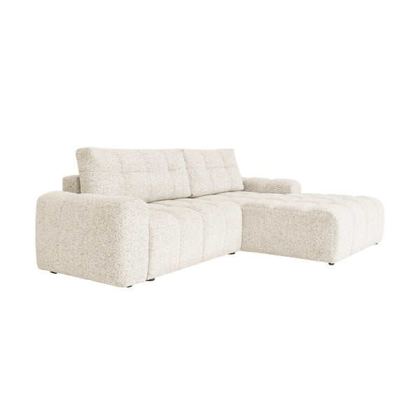 Colțar modular crem extensibil/cu spațiu de depozitare (cu colț pe partea dreaptă) Lulu – Miuform