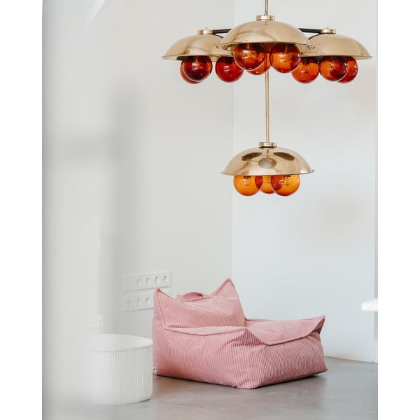 Fotoliu puf pentru copii roz cu tapițerie din catifea reiată Chair – Wigiwama-image-4