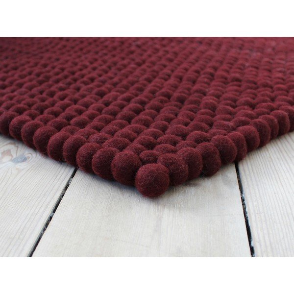 Covor cu bile din lână Wooldot Ball Rugs, 120 x 180 cm, vișiniu închis