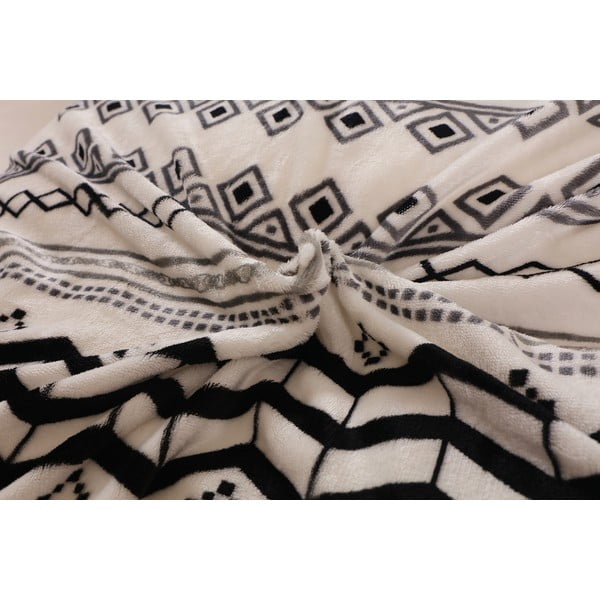 Lenjerie de pat neagră-crem din micropluș pentru pat de o persoană 140x200 cm – My House-image-1