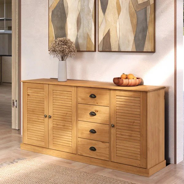 Comodă în culoare naturală deschisă din lemn de pin 166x80x38 cm Edith – Støraa-image-1