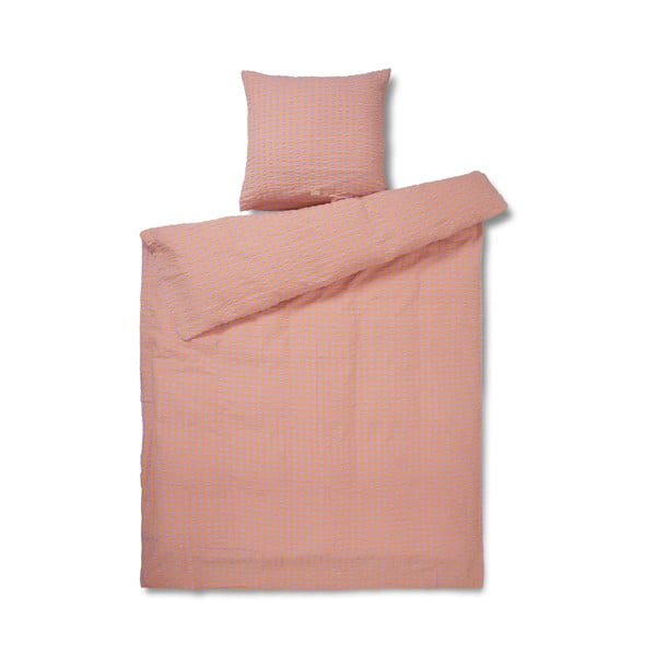 Lenjerie de pat portocaliu/mov din țesătură crep pentru pat de o persoană 140x200 cm Bæk&Bølge – JUNA