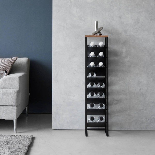 Raft pentru sticle de vin negru din metal număr de sticle 16 20x88,5x19 cm Tower – YAMAZAKI-image-1