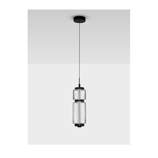 Lustră negru-mat LED din sticlă ø 12 cm Liesa – Nova Luce-image-4