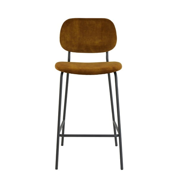 Scaun de bar galben muștar din catifea 92 cm Emma – Light & Living-image-3