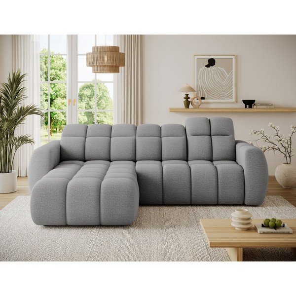 Colțar gri cu tapițerie din țesătură bouclé (cu colț pe partea stângă/cu șezlong) Fanito – ELTAP-image-4