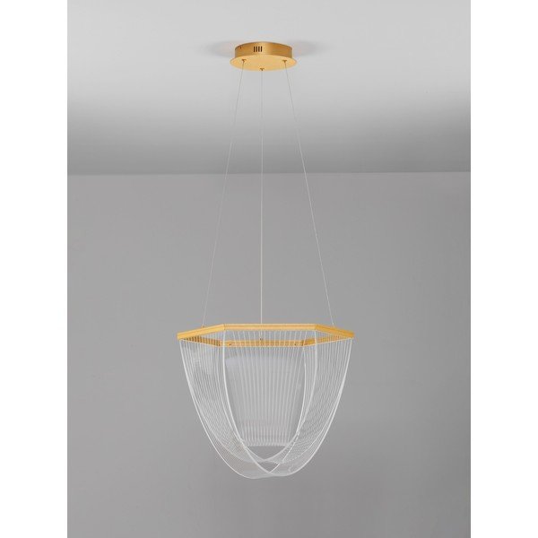 Lustră aurie LED cu intensitate reglabilă din aluminiu cu abajur din sticlă acrilică ø 52 cm Valentin – Nova Luce-image-4