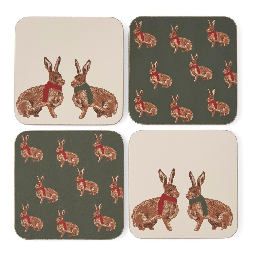 Coasters roșii/verde-închis 4 buc. din plută Heritage Hare – Cooksmart ®