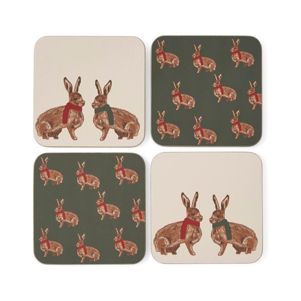 Coasters roșii/verde-închis 4 buc. din plută Heritage Hare – Cooksmart ®