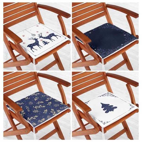 Perne de scaun 4 buc. 40x40 cm  cu model de Crăciun Blue Christmas – Mila Home