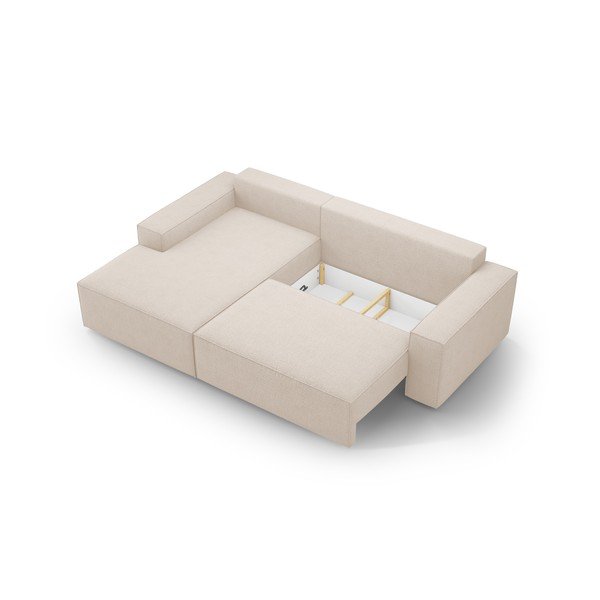 Colțar bej extensibil cu tapițerie din țesătură bouclé (cu colț pe partea stângă ) Jodie – Micadoni Home-image-4