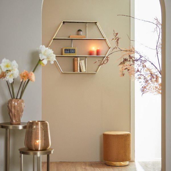 Taburet auriu/maro deschis cu tapițerie din catifea Nadien – Light & Living-image-3