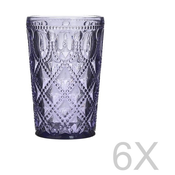 Set 6 pahare transparente din sticlă InArt Glamour Beverage, înălțime 13,5 cm, violet