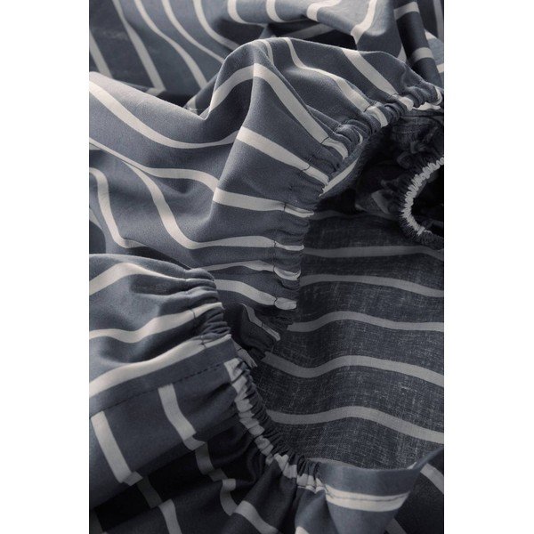 Cearceaf alb/albastru din bumbac organic cu elastic 160x200 cm Sima – Jotex