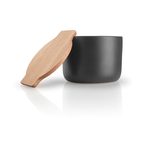 Recipient pentru sare din gresie cu capac din lemn Eva Solo Nordic, negru-image-2