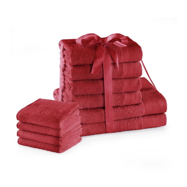 Prosoape de baie roșii 10 buc. din bumbac din frotir Amari – Restilo